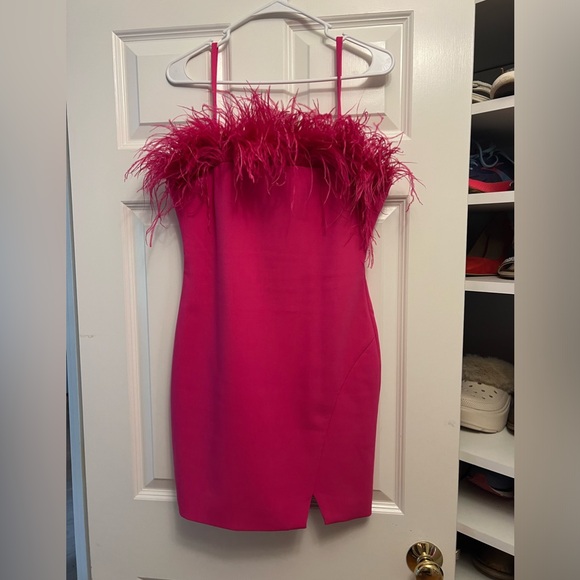 Likely Hot pink feather dress. Excellent condition - Picture 3 of 6